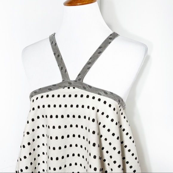 SOLD-Anthropologie Polka Dot Retro Halter Cream and Black Sleeveless Top - Picture 3 of 12